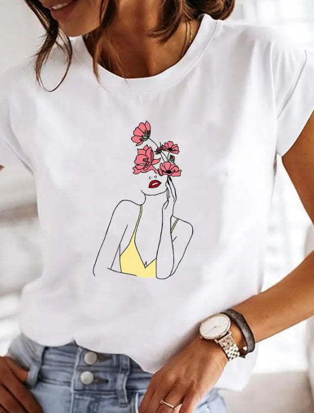 Women's Fashion Printed Short-sleeved T-shirt