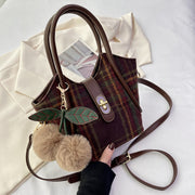 Plaid Women Shoulder Messenger Bag Retro