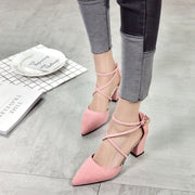 Korean Fashion Pointed Toe Buckle Strap High Heel Sandals