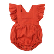 Baby Summer Flounced Sleeve Suspender Romper