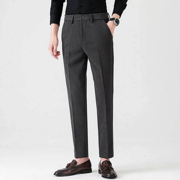 Woolen Men's Casual Pants Stretch Small Suit Pants