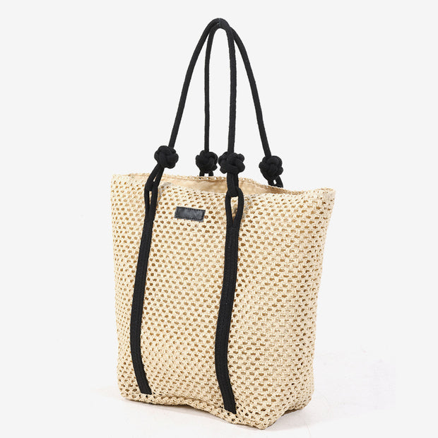 Simple Large Capacity One Shoulder Hollow Out Woven Bag