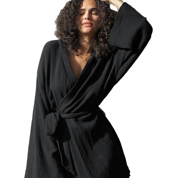 Casual And Comfortable Solid Color Ladies' Robe