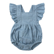 Baby Summer Flounced Sleeve Suspender Romper