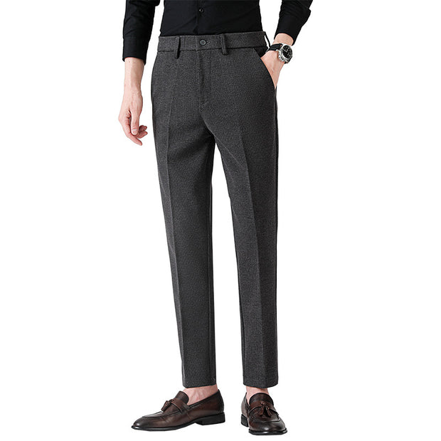 Woolen Men's Casual Pants Stretch Small Suit Pants