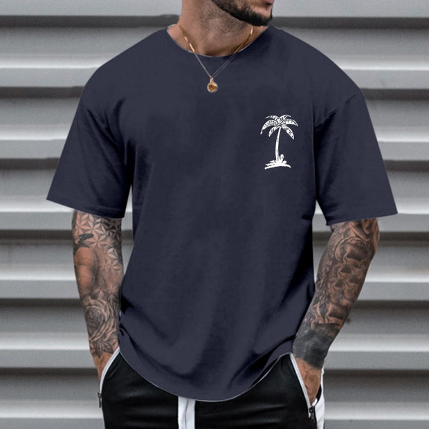 Men's Round Neck Printed Simple Pullover Short Sleeve T-shirt