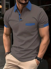 Men's Color Matching Pocket Polo Shirt Sports