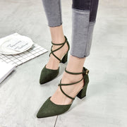 Korean Fashion Pointed Toe Buckle Strap High Heel Sandals