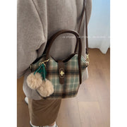 Plaid Women Shoulder Messenger Bag Retro