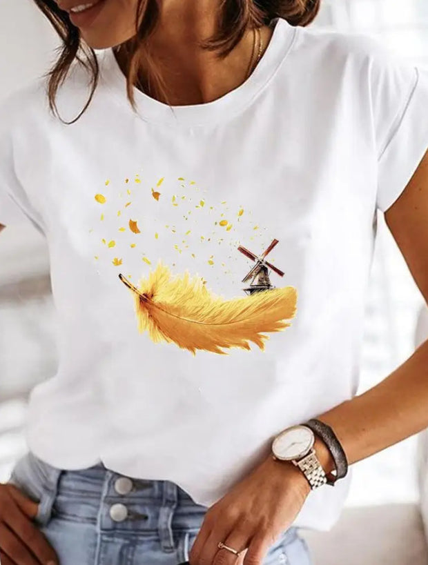 Women's Fashion Printed Short-sleeved T-shirt