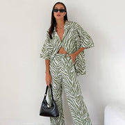 Satin Zebra Striped Suit