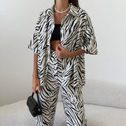 Satin Zebra Striped Suit