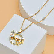 Mother's Day Mom Heart Shape With Diamond Letter Necklace For Women Fine Jewelry Women Accessories Fashion Jewelry