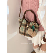 Plaid Women Shoulder Messenger Bag Retro