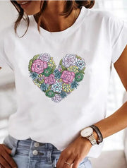 Women's Fashion Printed Short-sleeved T-shirt