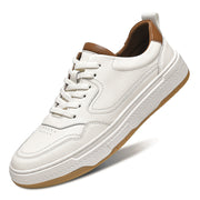 White  Men's Two-layer Cowhide Autumn Men's Sneaker Korean Fashion Casual Shoes