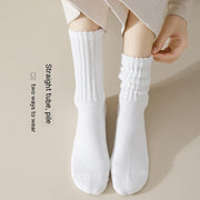 Winter Fleece-lined Thickened Middle Tube Cotton Thermal Terry Long Tube Casual Socks