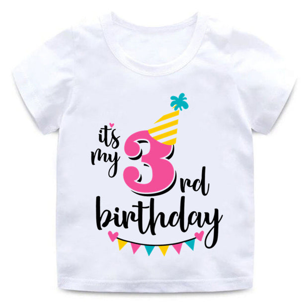 Children's Birthday Number Print Short Sleeve