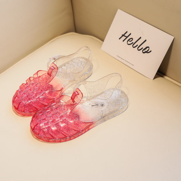 New Children's Small, Medium And Large With Soft Bottom Baotou Hole Shoes