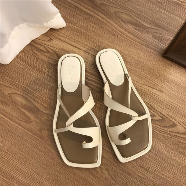 New Toe Ring Slippers Women's Summer Outer Wear Fashion Slippers Shoes