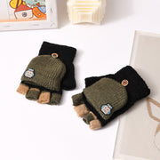 Children's Clamshell Half-finger Warm And Cute Knitted Gloves