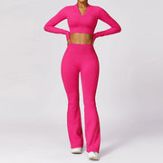 Women's Casual Tight Seamless Long-sleeved Trousers Yoga Clothes Suit