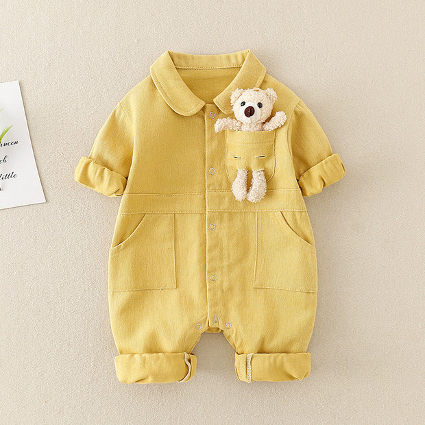 Baby Handsome Denim Jumpsuit Spring Festival Western Style Baby Boy