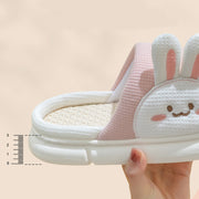 Cute Rabbit Slippers Linen House Shoes For Women