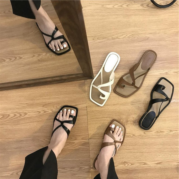 New Toe Ring Slippers Women's Summer Outer Wear Fashion Slippers Shoes