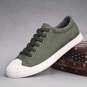 Low-top Lace-up Flat Four Seasons Solid Color Men's Canvas Shoes