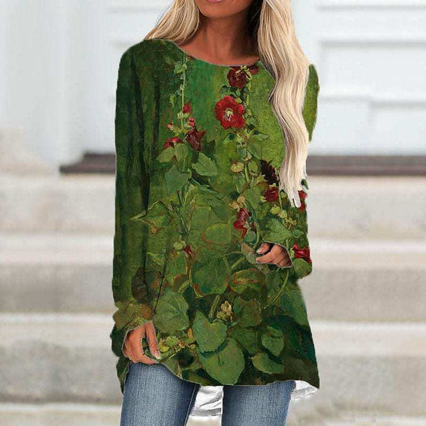 Women's 3D Flower Stitching Printing T-shirt Dress