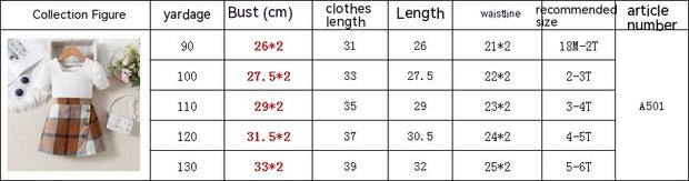 Rib Fabric Puff Short Sleeve Top Irregular Plaid Short Pantskirt Suit