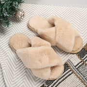 Women's Autumn And Winter Flat Home Indoor Floor Wool Plush Cotton Slippers