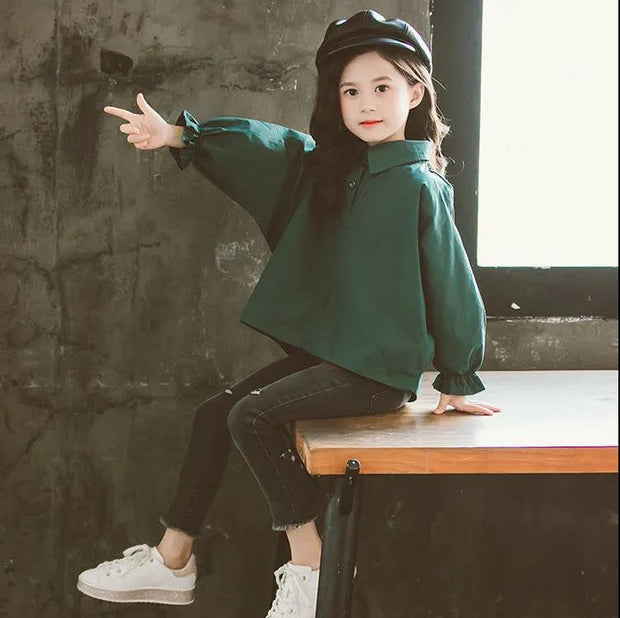 Children's Letter Loose Thin Long Sleeve Shirt