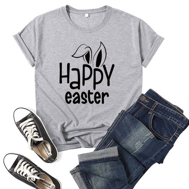 Women's Bunny Happy Easter Print Top