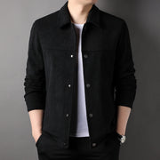 Men's Solid Color Casual Polo Collar Corduroy Jacket