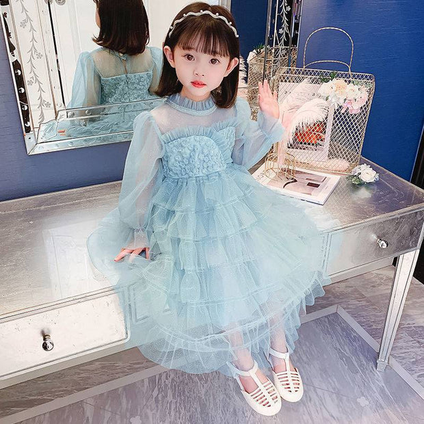 Girls' Spring Dress Children's Korean Style Mesh Yarn