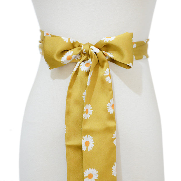 Women's Silk Little Daisy Lace Bow Decoration Silk Belt