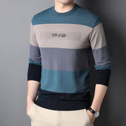 Men's Round Neck Striped Knitted Bottoming Shirt