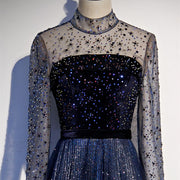 New Style High End Celebrity Long Tail Starry Sky Dress