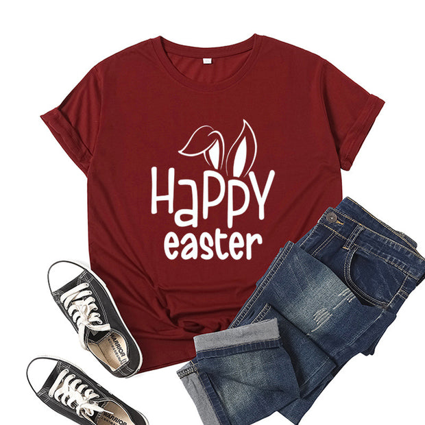 Women's Bunny Happy Easter Print Top