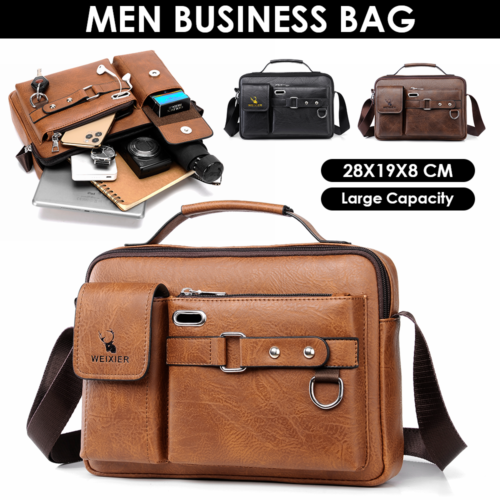 Mens Leather Bags Messenger Bag Briefcase Satchel Shoulder Handbag Cross Body