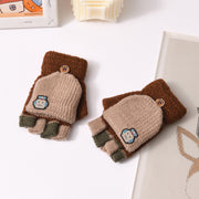 Children's Clamshell Half-finger Warm And Cute Knitted Gloves