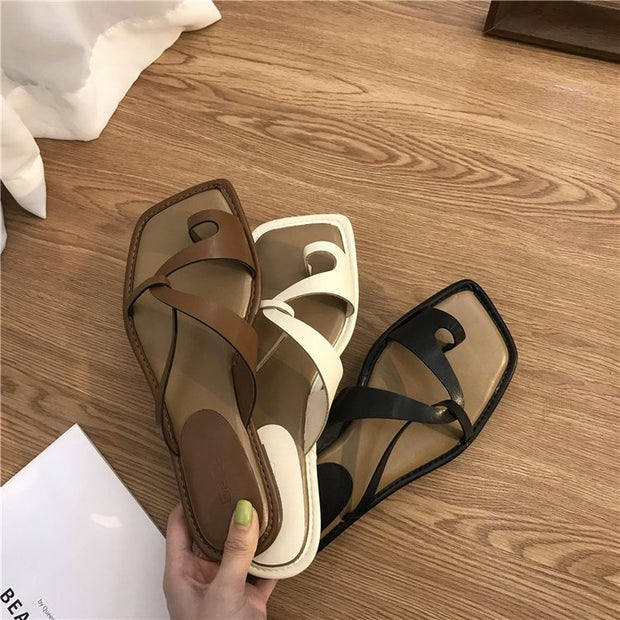 New Toe Ring Slippers Women's Summer Outer Wear Fashion Slippers Shoes