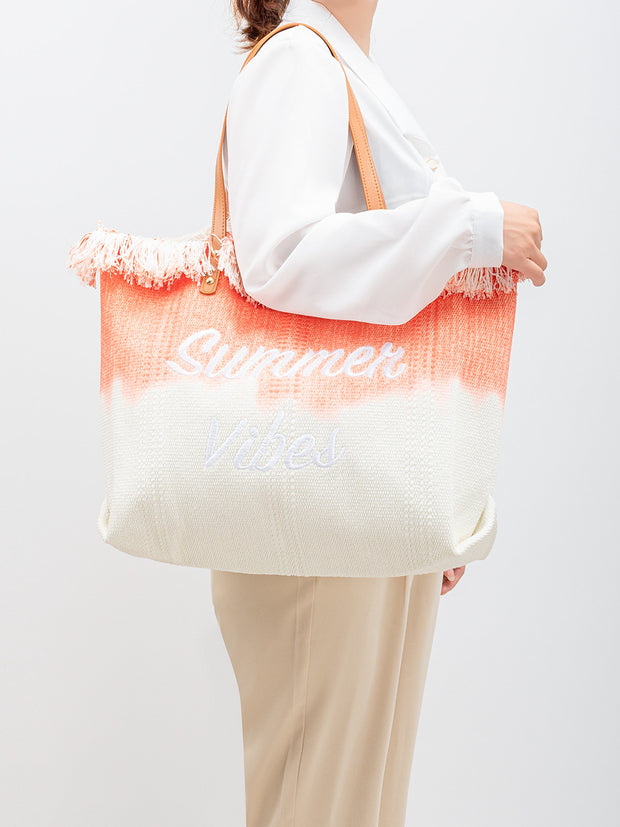 Embroidered Tote Tassel Canvas Bag Magnetic Bag Underarm Summer