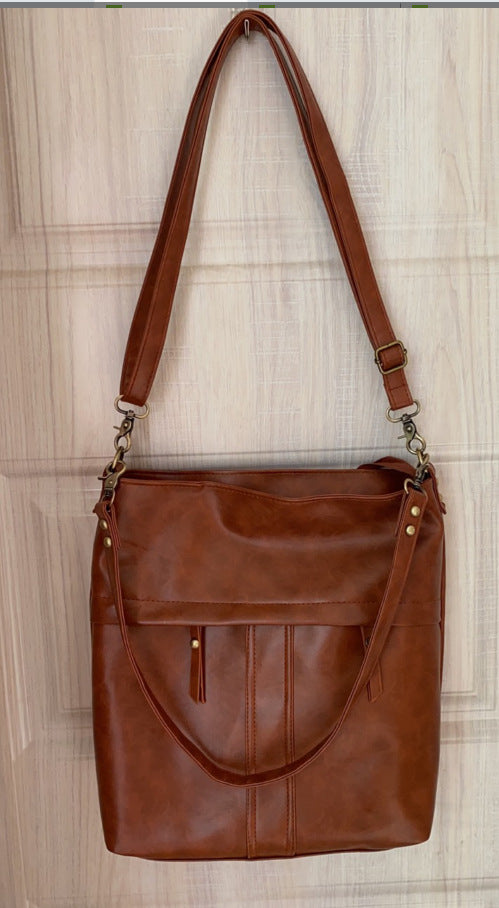 Oil Wax PU Soft Leather Shoulder Bag