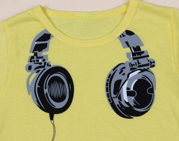 Children's Short-sleeved T-shirt With Earplugs Pattern