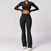 Women's Casual Tight Seamless Long-sleeved Trousers Yoga Clothes Suit