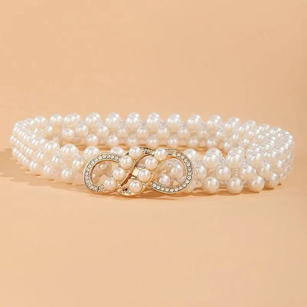 Women's White Pearl Waist Chain Decoration