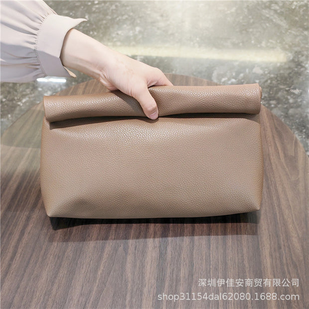 Simple Leather Curling Large-capacity Handbag